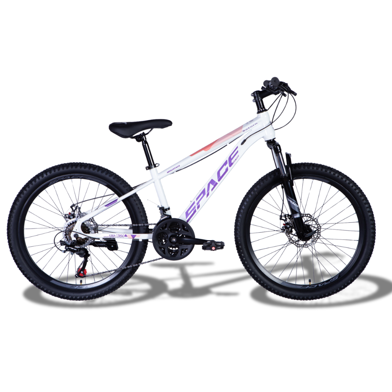 Велосипед ST SPACE SATURN DD FR 2024 24" 13" Бело-сиреневый