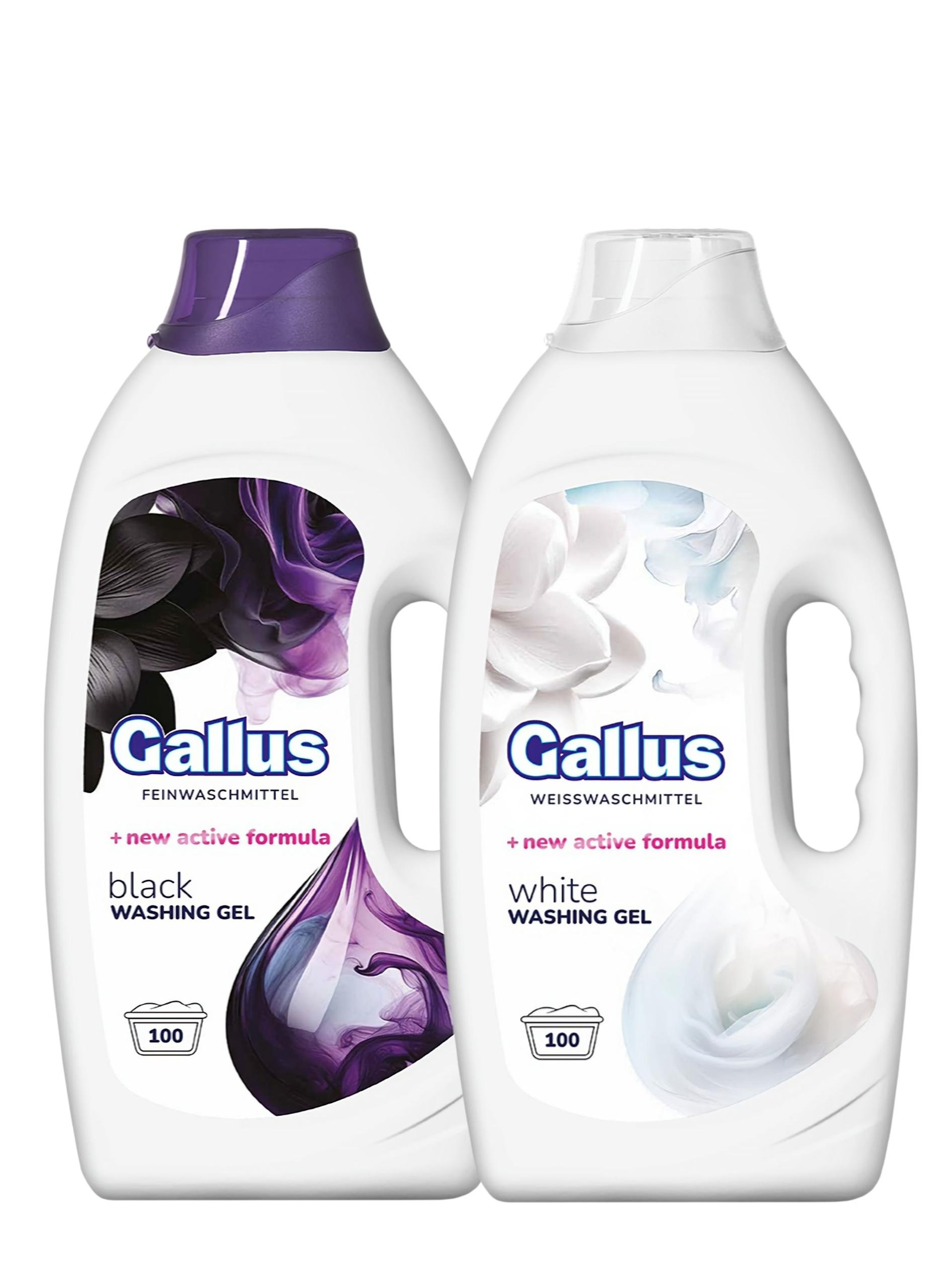 Набір гелю для прання чорних та білих речей Gallus Blacke Feinwaschmittel and White Weisswaschmittel по 100 циклів прання по 4 л 2 шт. (300209/68)