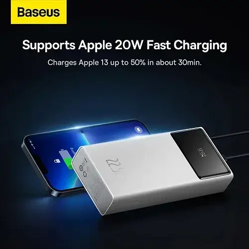 Батарея портативная BASEUS Star-Lord Digital Display Fast Charge PPXJ080002 20000 mAh 22,5W White - фото 8