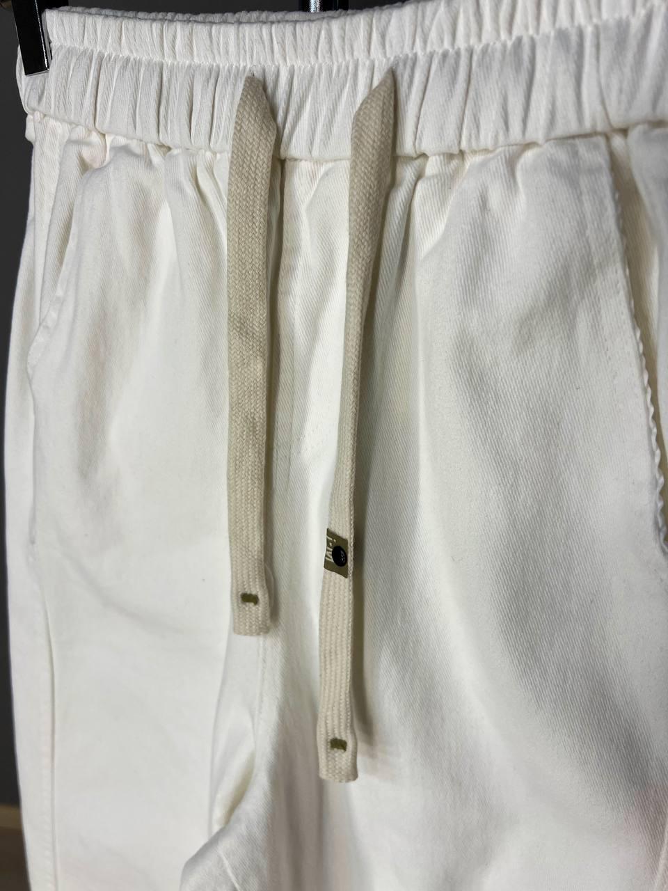 Джинси жіночі A-N 9962 MOM кюлоти укорочені резинка на таліі шнурок M Білий (3700) - фото 8