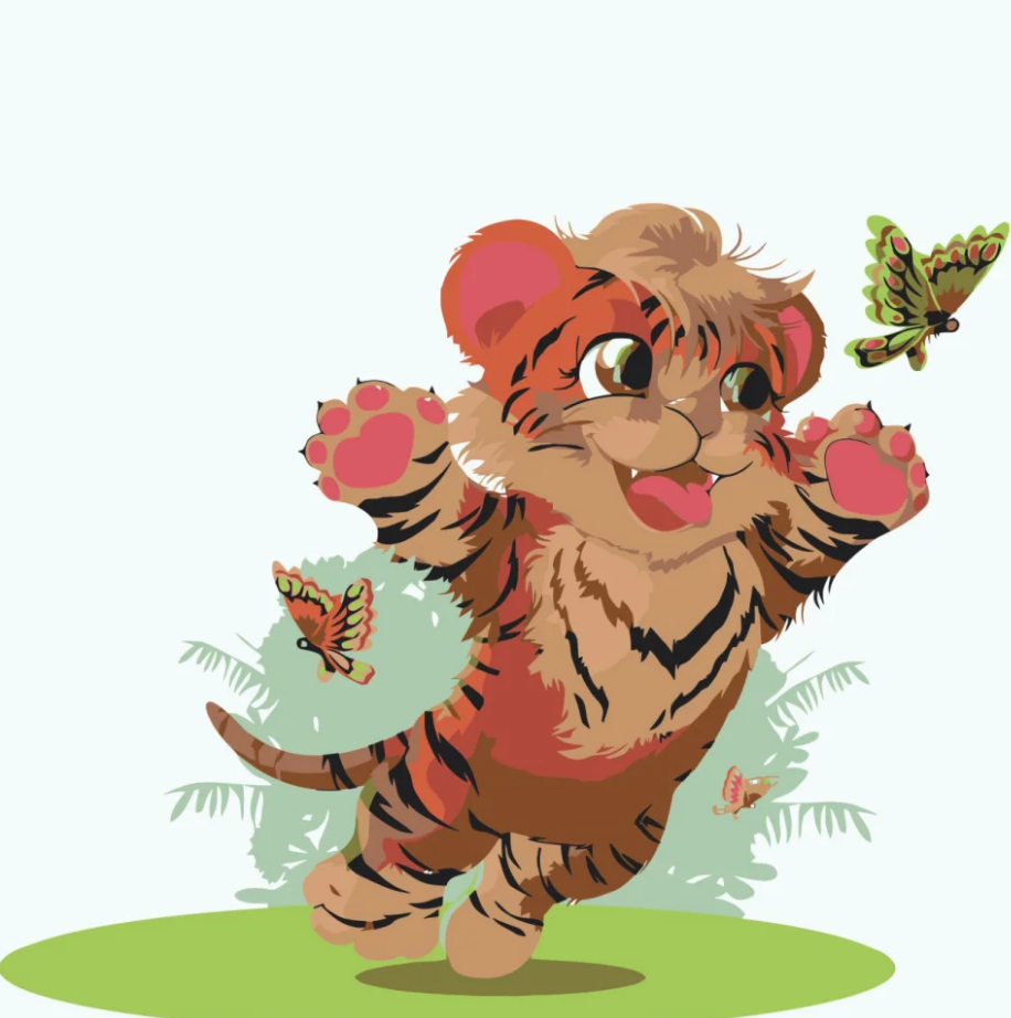 Картина по номерам Strateg Тигрёнок с лаком и уровнем 30x30 см (ES040)