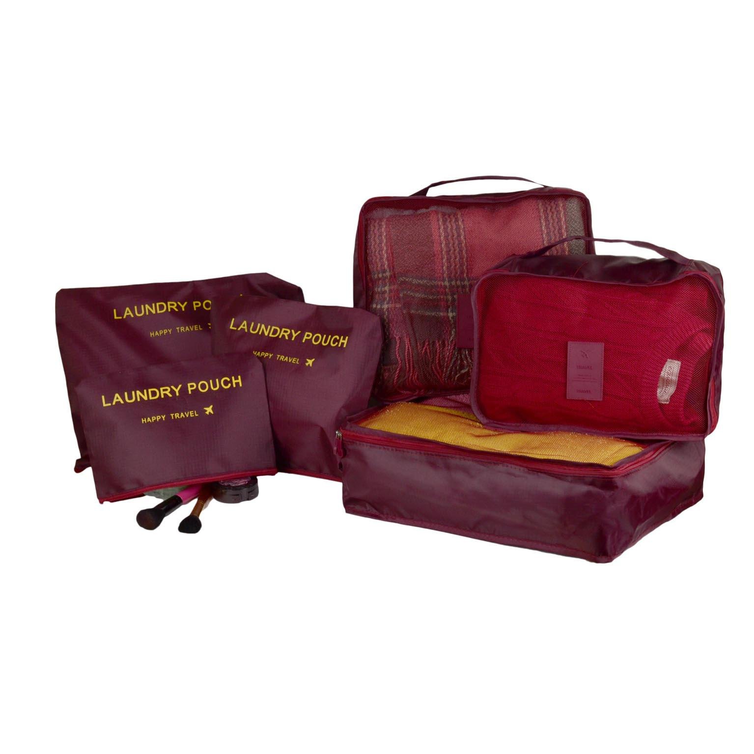 Набір органайзерів для подорожей та дому 6в1 нейлон водовідштовхувальний Бордовий (КДО-15-6) - фото 2 Набір органайзерів для подорожей та дому 6в1 нейлон водовідштовхувальний Бордовий (КДО-15-6) - фото 2