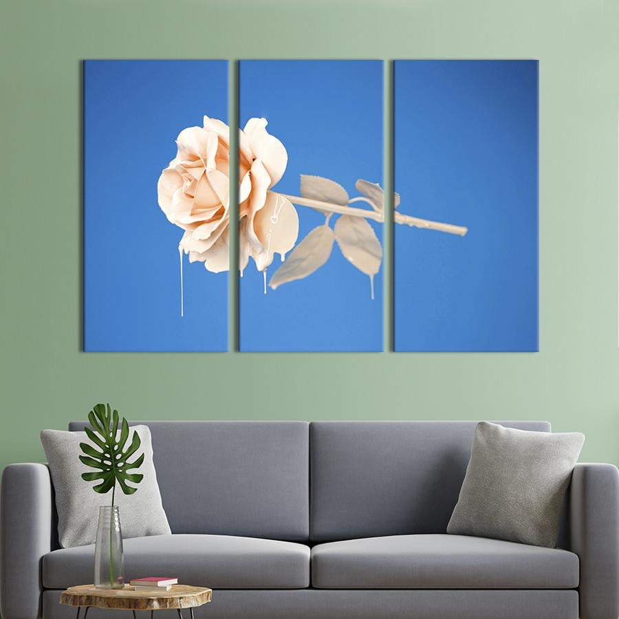 Картина на холсте триптих Красочная бежевая роза 128x81 см (801-31)