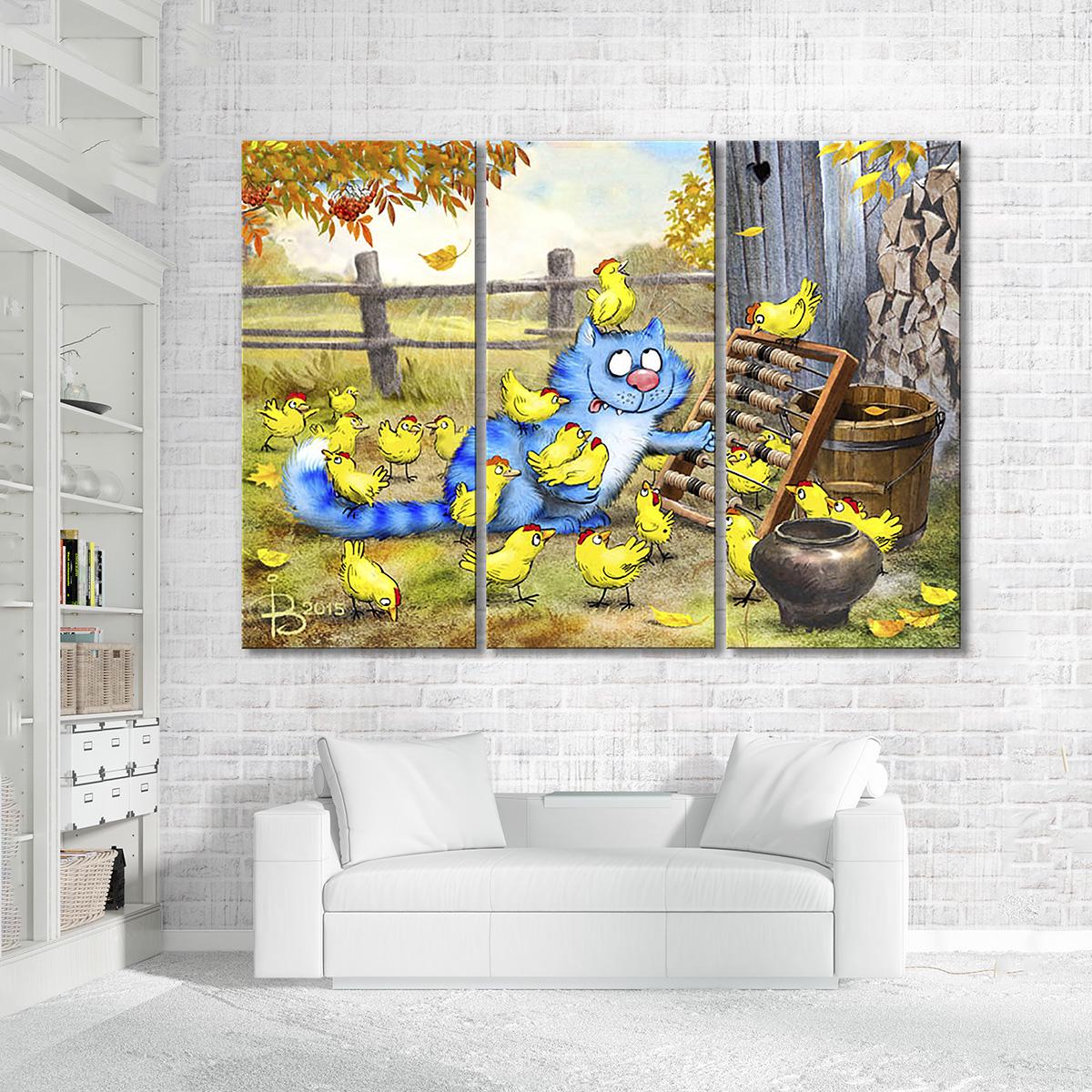 Модульная картина Счет на птичьем дворе 3 модуля 70x105 см