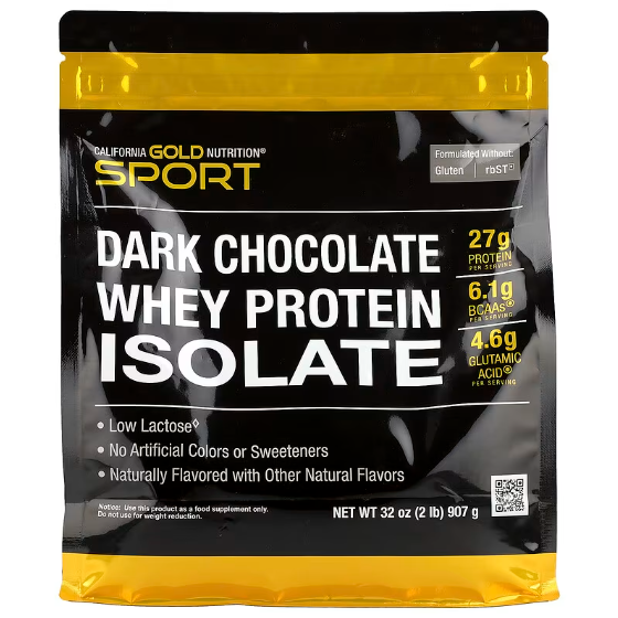 Изолят сывороточного протеина California Gold Nutrition Whey Protein Isolate Темный шоколад 907 г Изолят сывороточного протеина California Gold Nutrition Whey Protein Isolate Темный шоколад 907 г