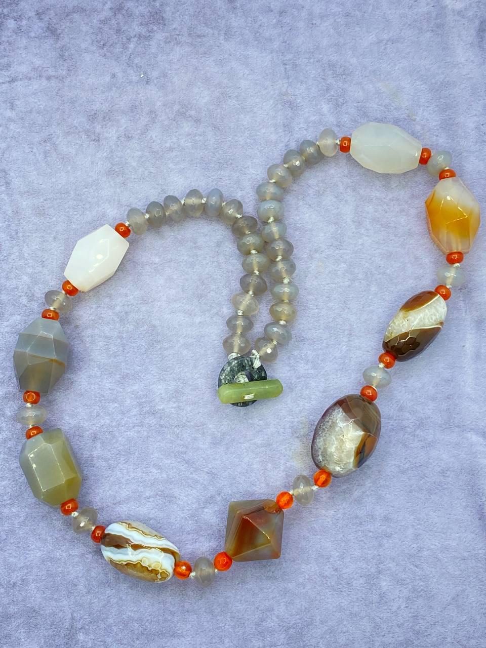 Намисто агат 56 см Сірий (723)