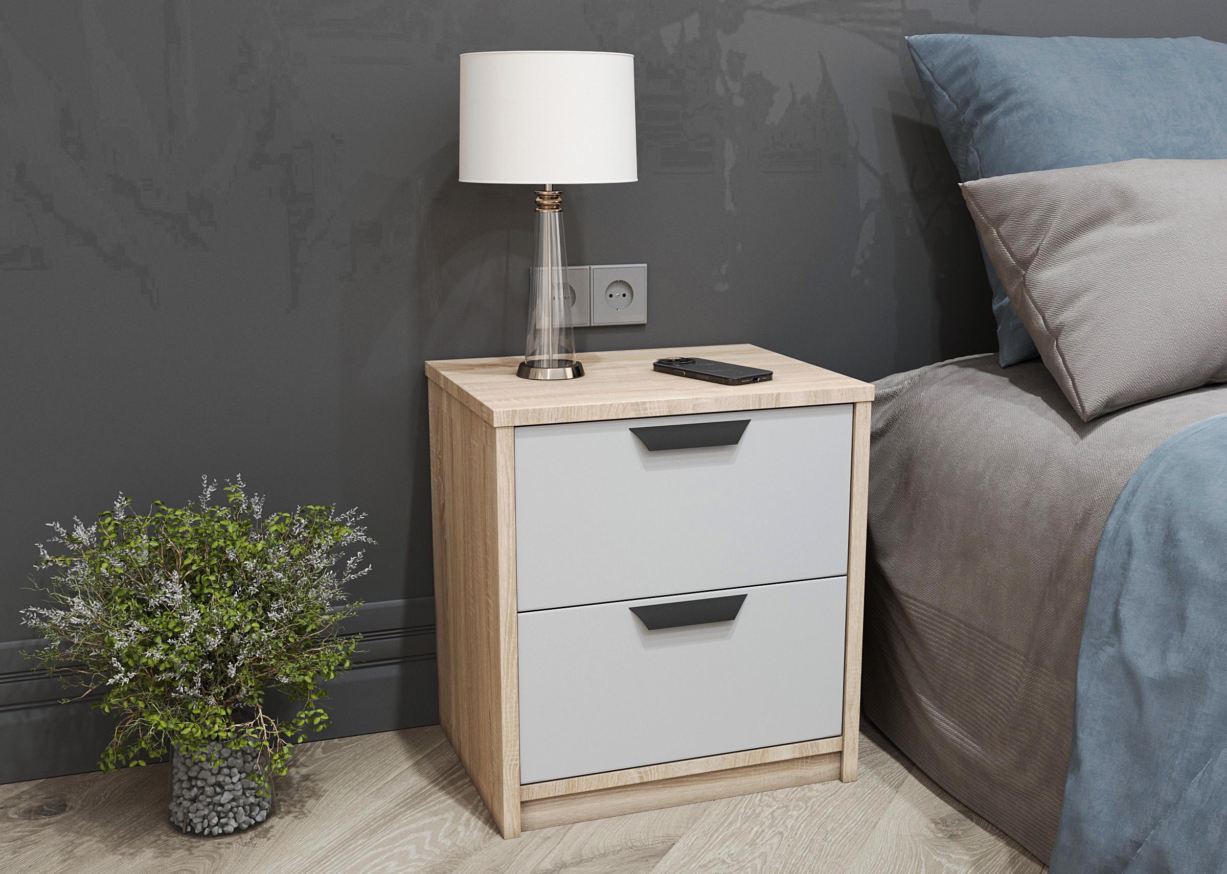Тумба приліжкова T-203 450х490х356 мм Дуб сонома/Білий - фото 1 Тумба приліжкова T-203 450х490х356 мм Дуб сонома/Білий - фото 1
