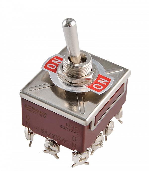 Тумблер АСКО-Укрем KN3C-402 ON-ON 2NO 15А 250 V 2 положения 12 контактов (A0140060024)
