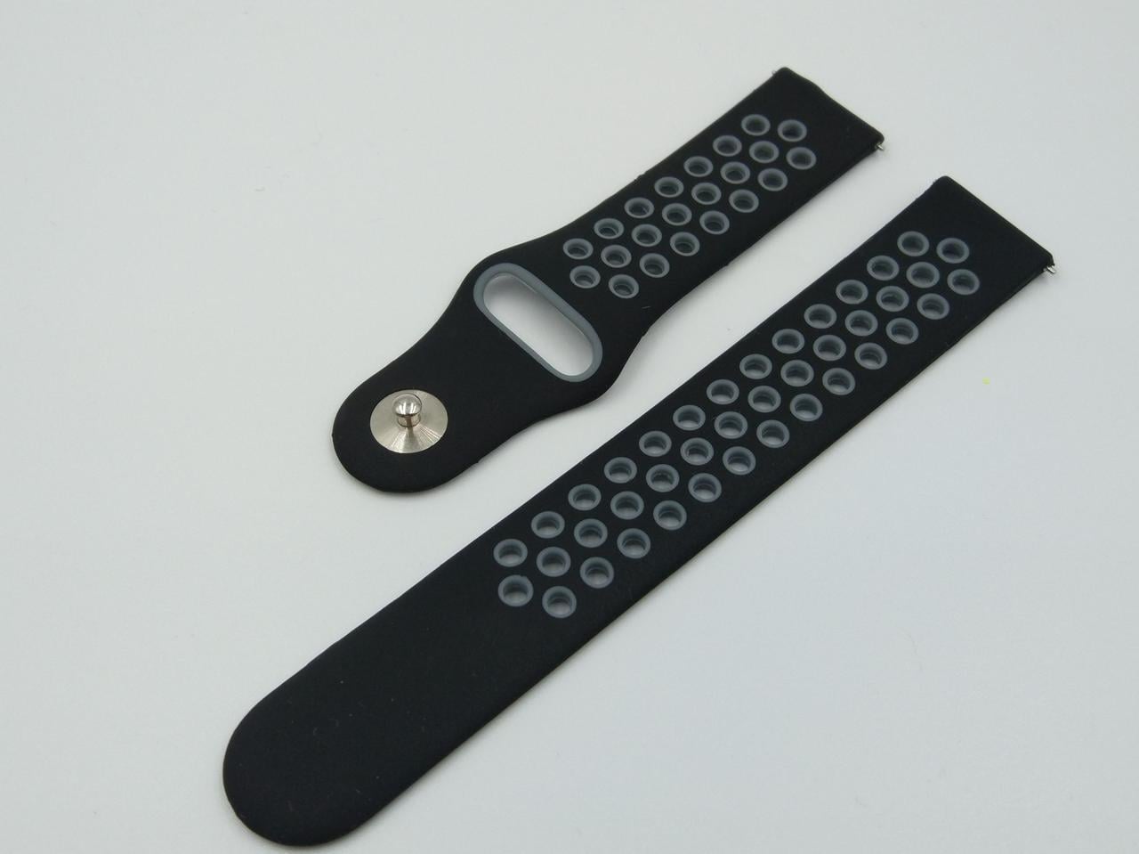 Ремінець для смарт-годинників Sport Nike Style для Amazfit GTR 2/Pace/Stratos силіконовий 22 мм Чорний/Сірий (1791P)