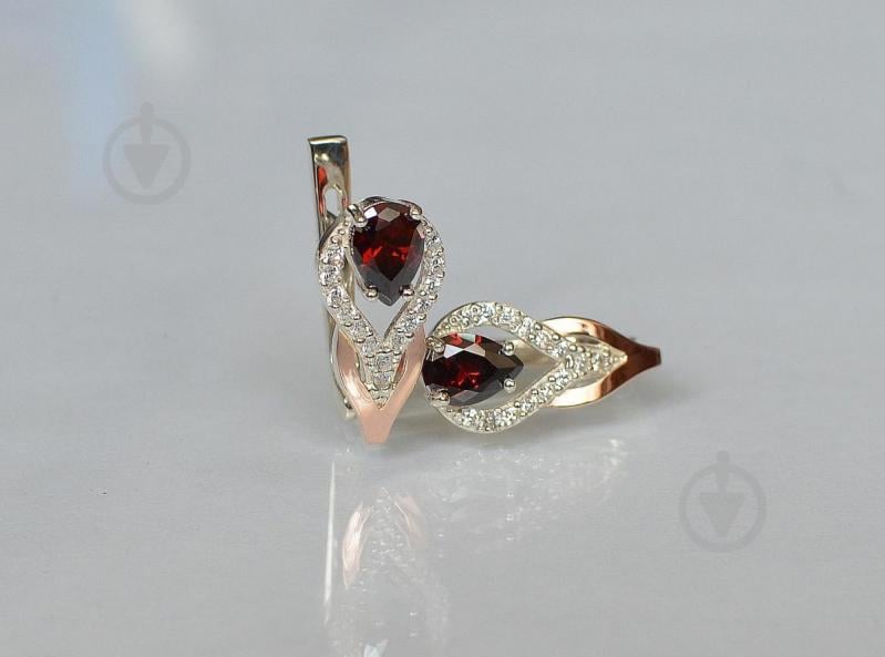 Серебряные серьги Sil с золотыми накладками 132s-2 Гранат (Sil-717)