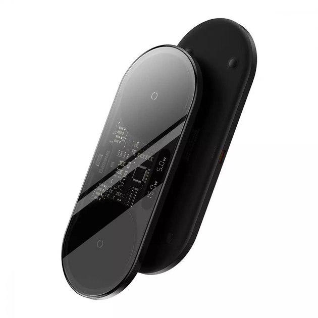 Зарядное устройство беспроводное BASEUS Digital LED Display 2in1 Wireless Charger 20W (WXSX010101) Black - фото 6 Зарядное устройство беспроводное BASEUS Digital LED Display 2in1 Wireless Charger 20W (WXSX010101) Black - фото 6