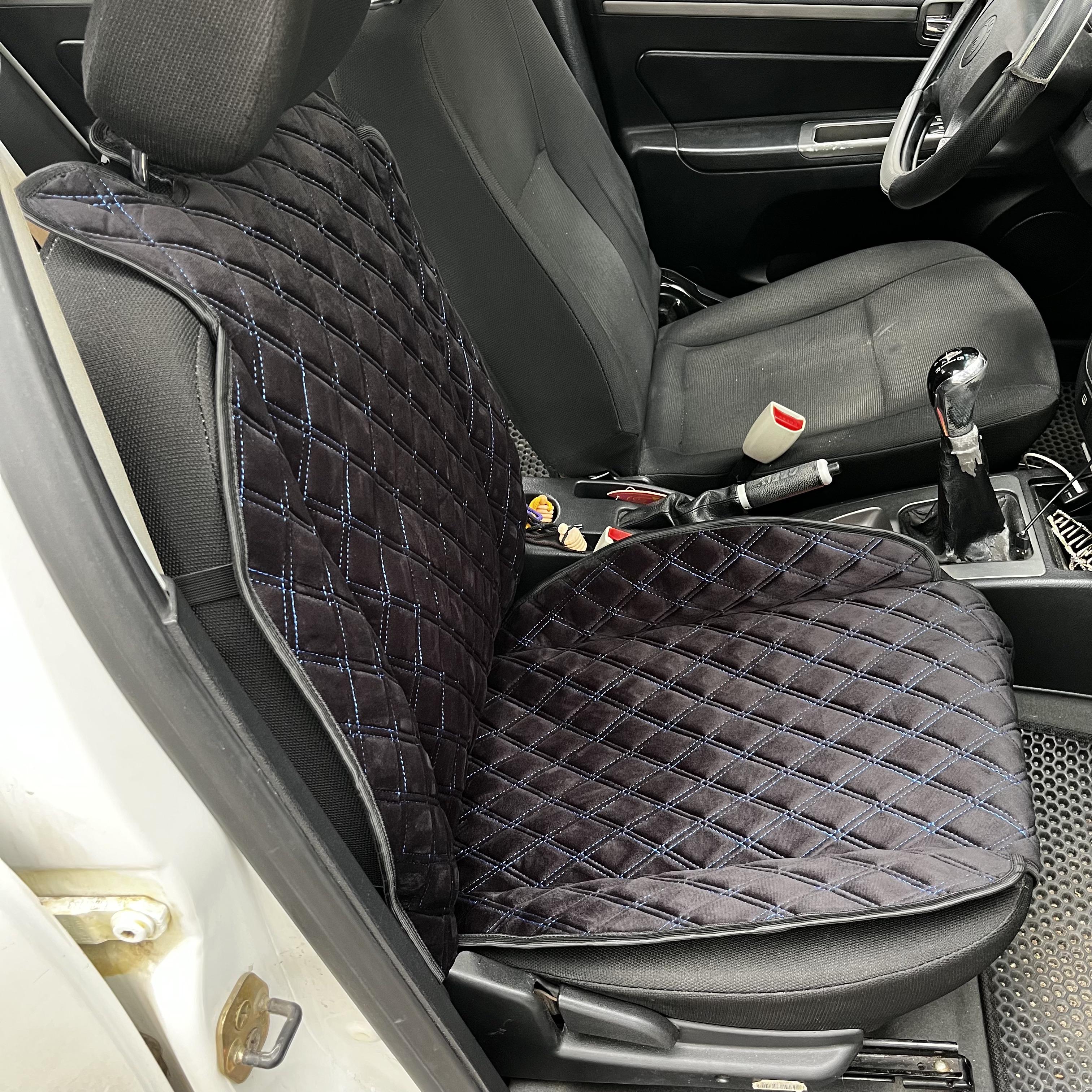 Накидка універсальна на переднє сидіння авто з алькантари 1 шт. Чорний з синім - фото 2