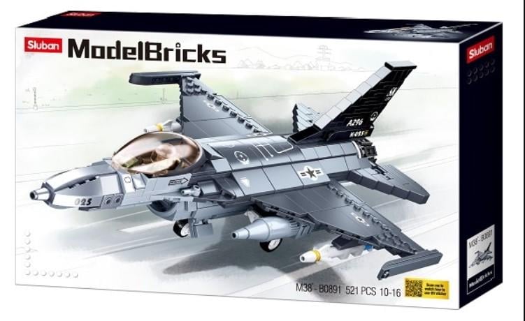 Конструктор Sluban M38-B0891 Истребитель F-16C Сокол 522 эл. (402422)