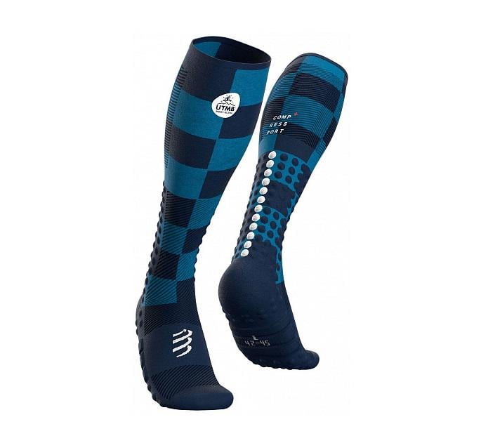 Компрессионные гольфы Compressport Full Socks Race & Recovery UTMB 2021 Т2 р. 39-41 Синий - фото 1