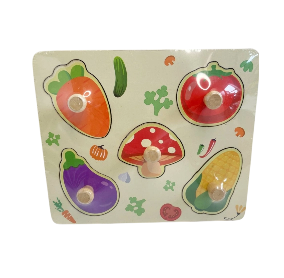 Деревянные пазлы вкладыши Fun Game С 73250 Овощи с рисунком под вкладышем (2658766965)