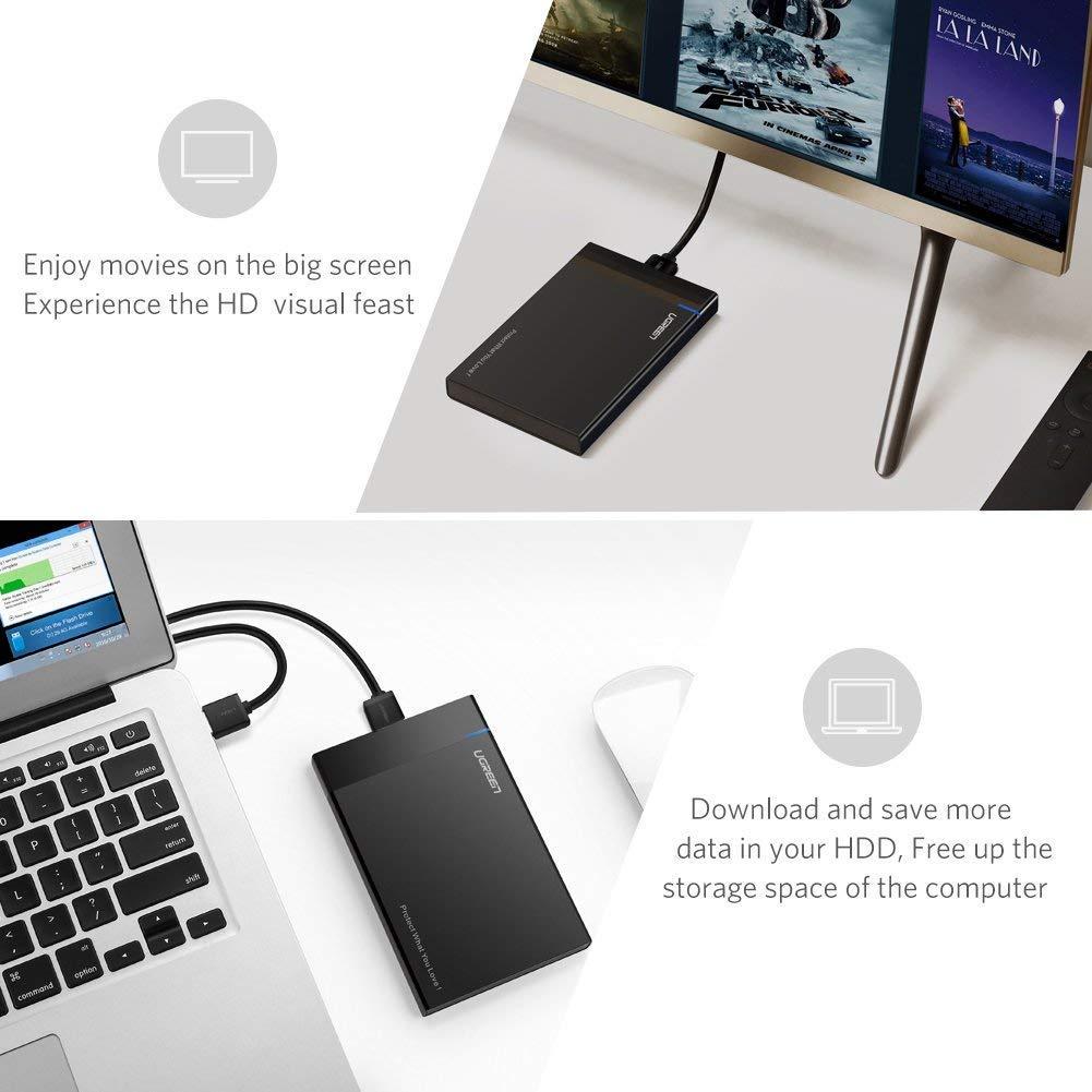 Внешний корпус для жесткого диска Ugreen US221 HDD/SSD карман SATA 2,5" USB 3.0 Черный - фото 6