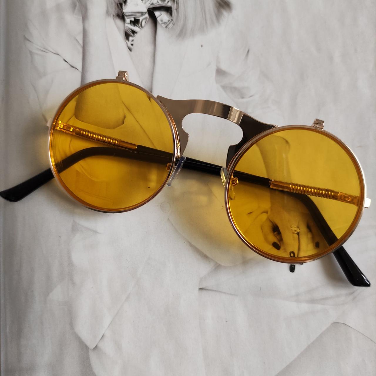 Очки круглые панк двойной флип Желтый