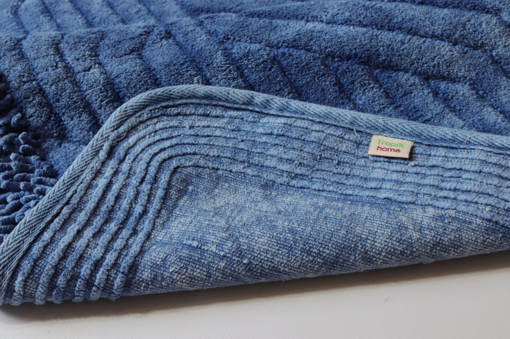 Набор ковриков Tropikhome Shaggy Vintage для ванной и туалета хлопковые 60x100/50x60 см Blue (1903/blue) - фото 4