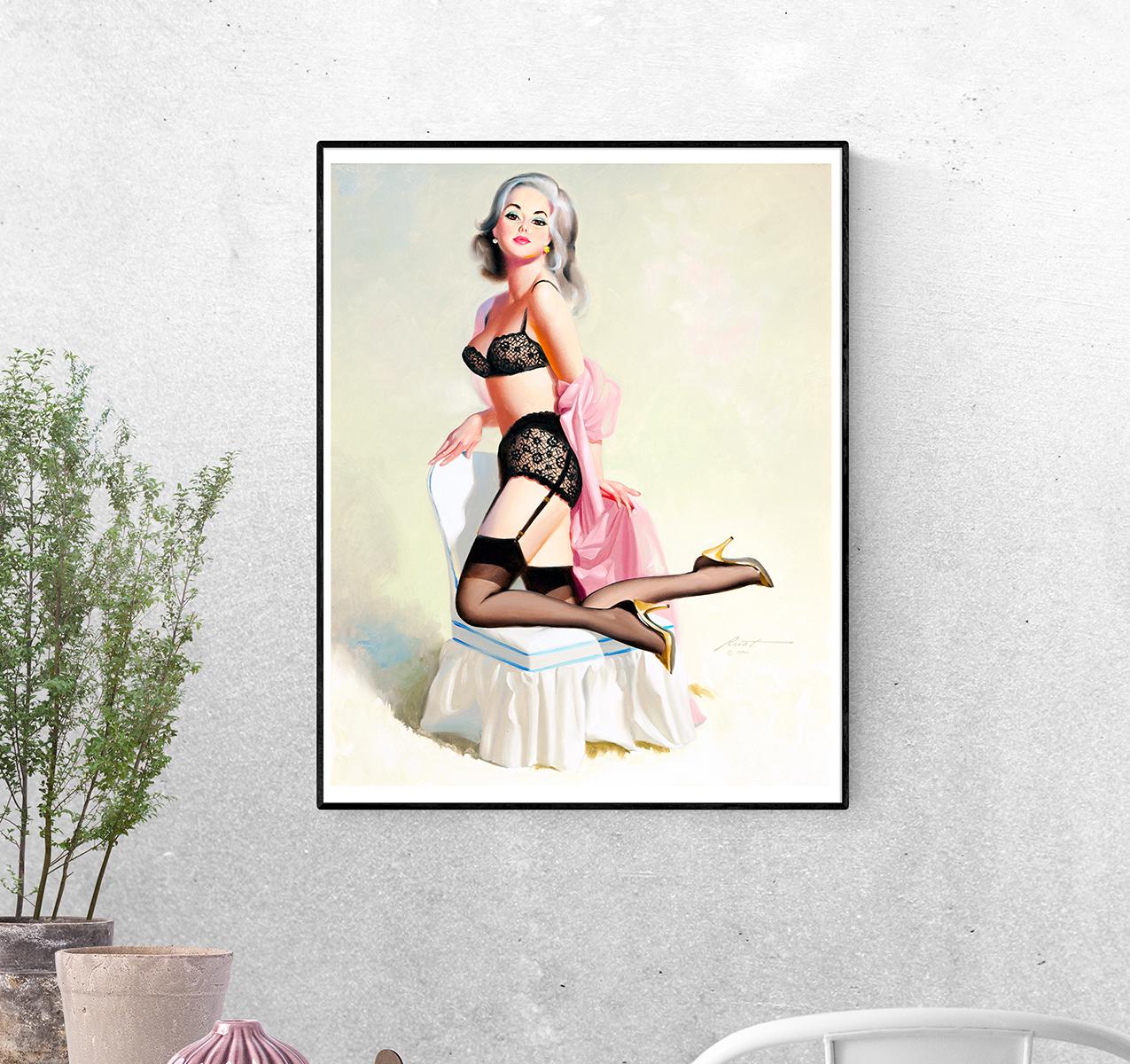 Постер Очаровательная платиновая блондинка в стиле пин-ап, 1994 г. Дональд Раст формат А-5 (pin_up1740009_Poster)