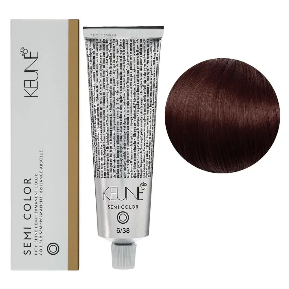 Краска тонирующая безаммиачная для волос Keune Semi Color 6.38 Hazelnut Dark Blonde 60 мл