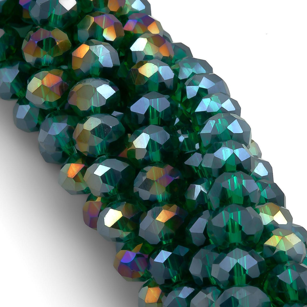 Бусины Swarovski огранка рондель АВ 8х6 мм 42 см 65 шт. Нефритовый/Прозрачный (БС8046а80)