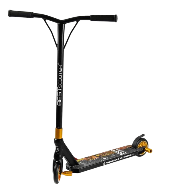 Самокат трюковый 51738 ПЕГИ/HIC-система/алюминиевый диск и дека Золотой (106844)