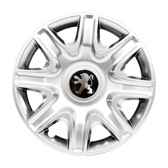 Колпаки автомобильные SKS 332 R15 с логотипом Peugeot 4 шт. Серебристый (332-peugeot)