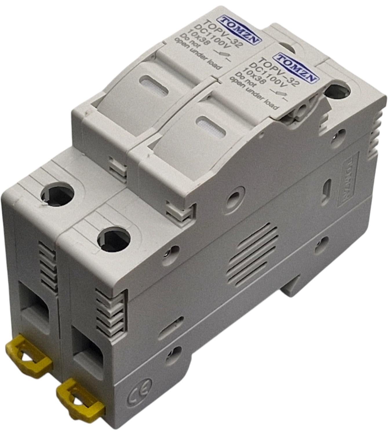 Держатель двухполюсный без предохранителей TOMZN для солнечных панелей до 1100V PV класс gPV 10x38 мм