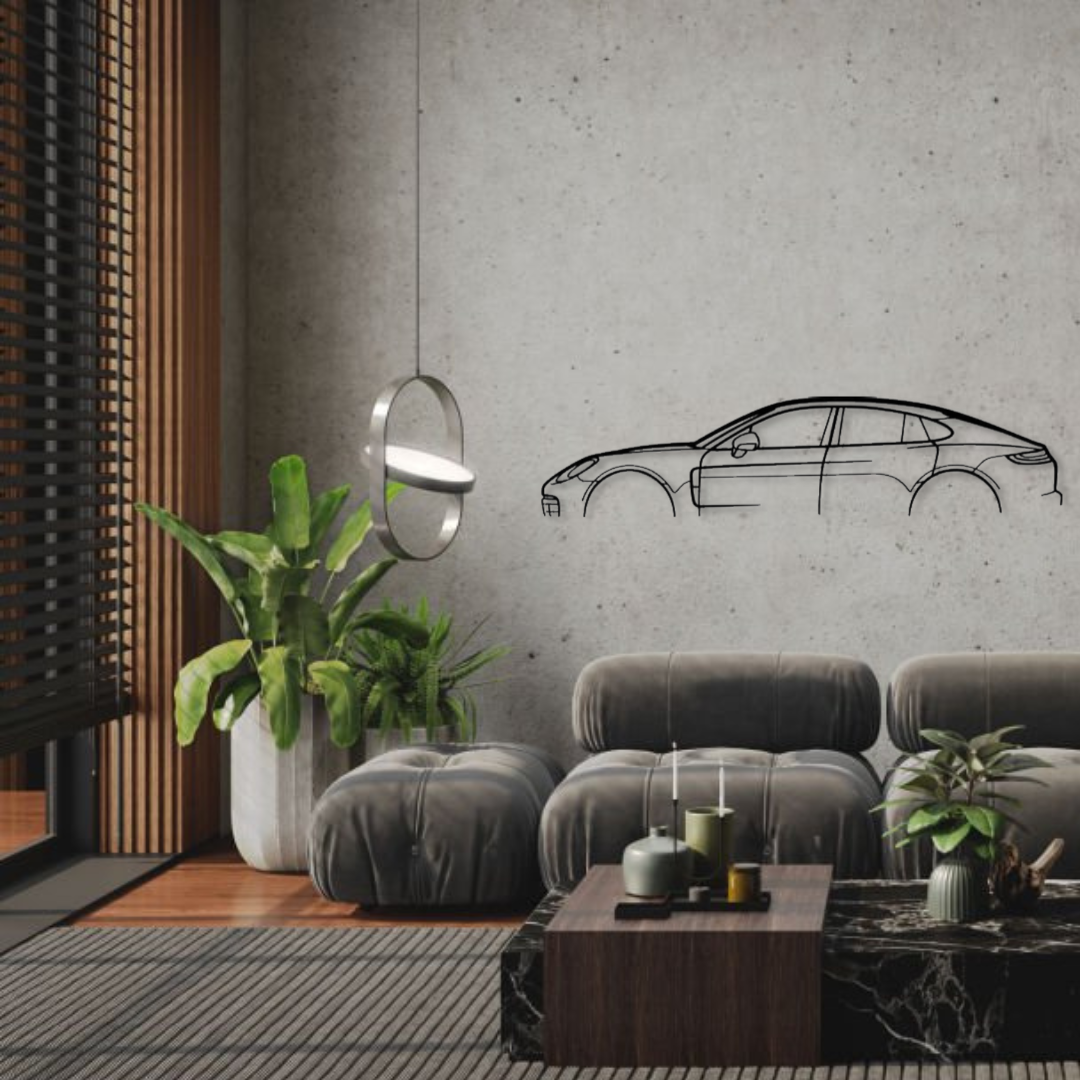 Декор на стену авто Porsche Panamera II из металла 120 см (auto187)