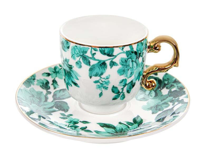 Набір кавових чашок Lefard Смарагдовий сад порцелянових з блюдцем на 2 персони 100 мл (925-056) - фото 4 Набір кавових чашок Lefard Смарагдовий сад порцелянових з блюдцем на 2 персони 100 мл (925-056) - фото 4