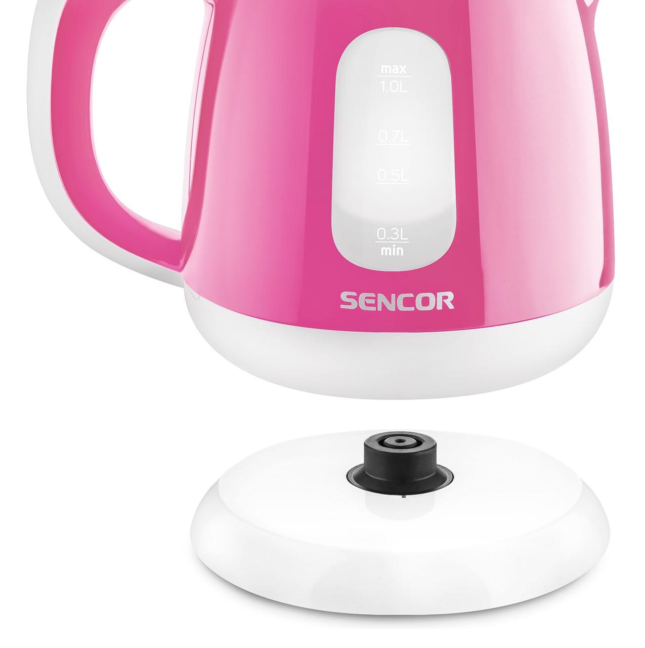 Электрочайник пластиковый дисковый Sencor SWK 1018RS 1 л Розовый/Белый - фото 7