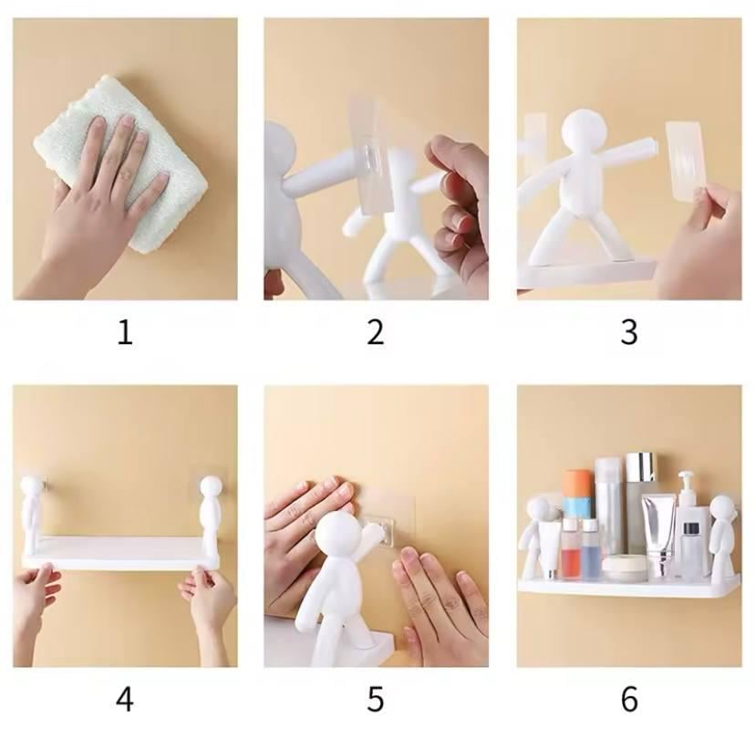 Подвесная полка на стену самоклеющаяся универсальная с человечками Белая (8ce6f667) - фото 2 Подвесная полка на стену самоклеющаяся универсальная с человечками Белая (8ce6f667) - фото 2