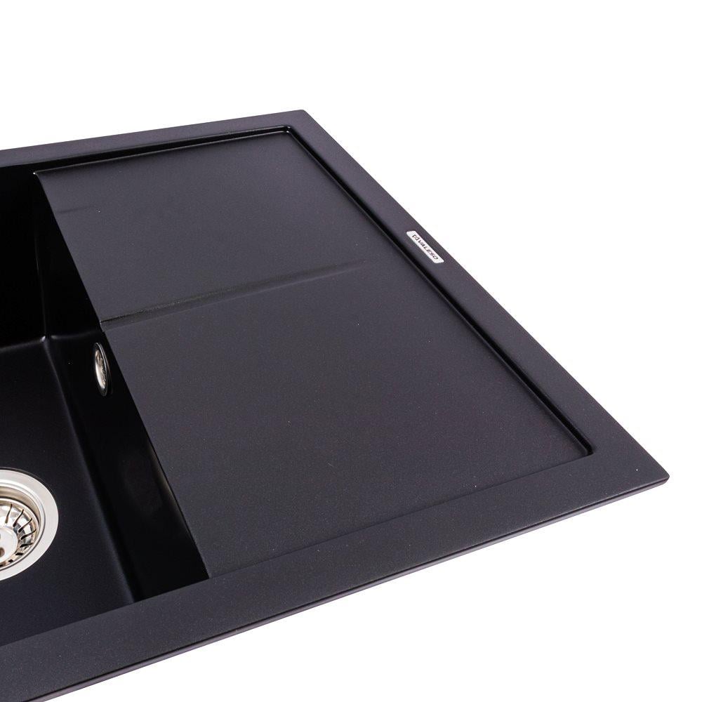 Мийка гранітна Valeso 6550 CRIPTA/змішувач Q411MB/сифон Чорний - фото 4