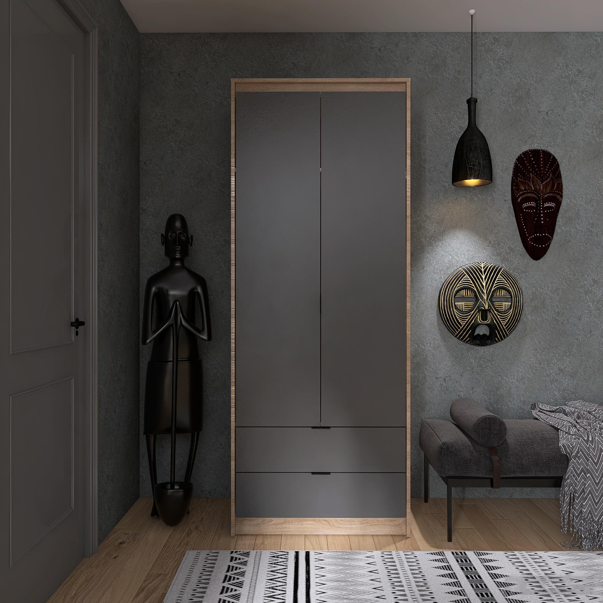 Шкаф Еверест 800 СИТИ 80х50х205 см Дуб сонома/Графит (09459)