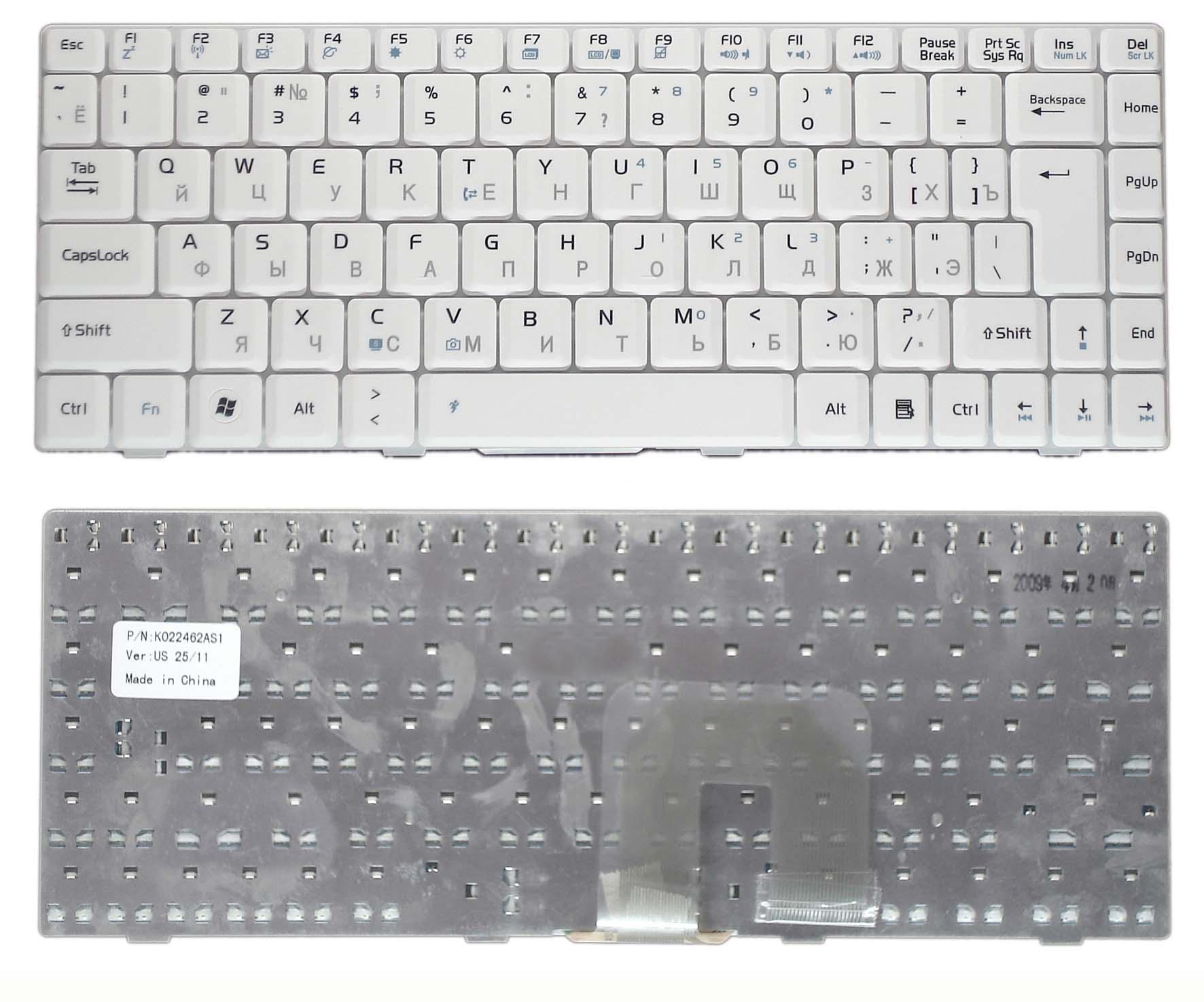 Клавиатура для ноутбука Asus U3/F6/F9 вертикальный Enter White