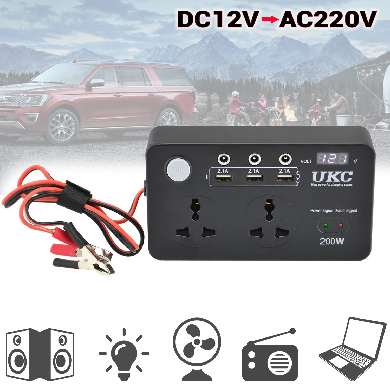 Перетворювач напруги DC12V в AC220V інвертор UKC з навантаженням 200W - фото 2