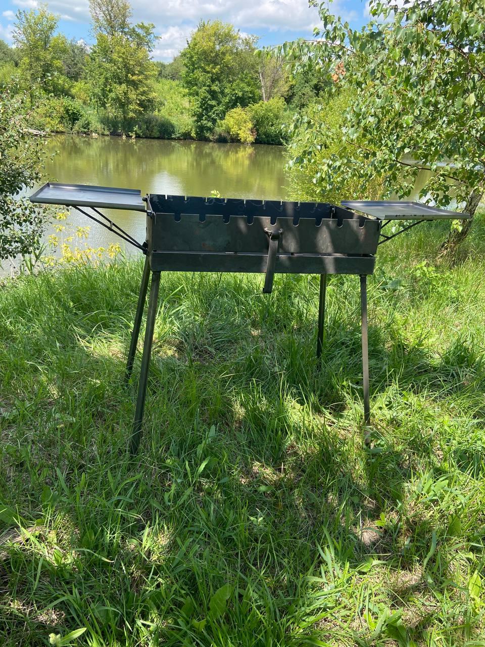 Мангал Валіза на 12 шампурів з двома столиками метал 3 мм - фото 6