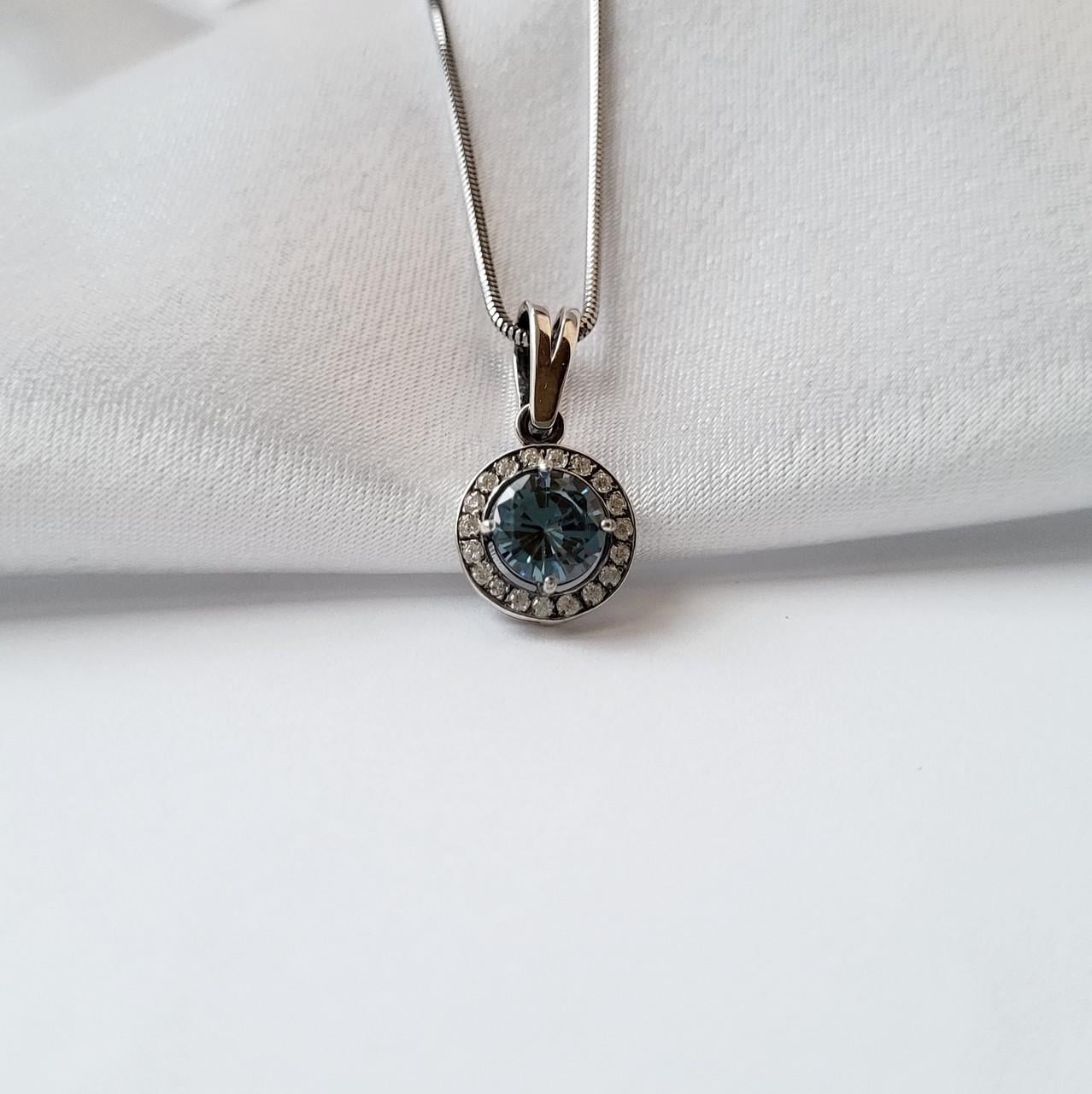 Подвеска серебряная женская с голубым камнем 925 пробы 1,51 г (31090)