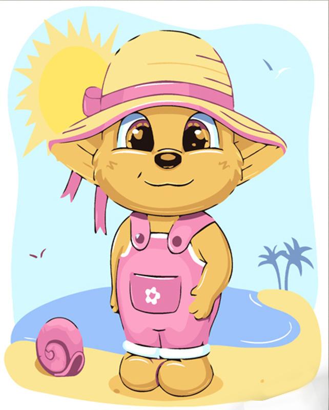 Картина по номерам Strateg Премиум Мишка на пляже 30х30 см (ES146)