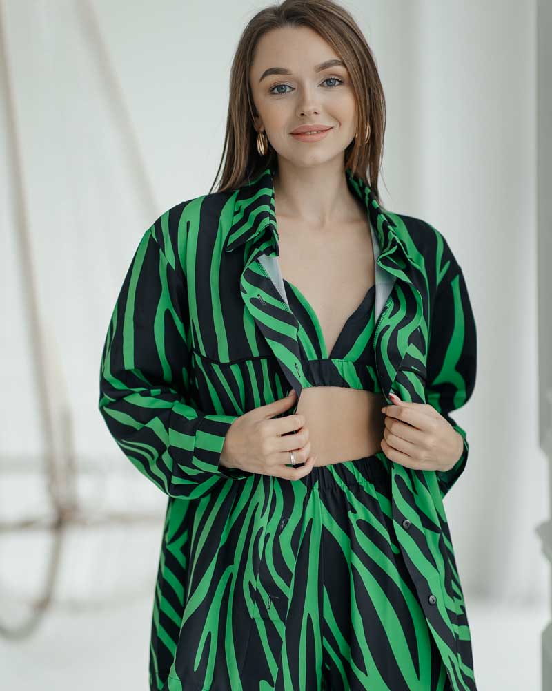 Піжама жіноча Модельєр 7748 р. 42 Чорно-зелений (11505) - фото 4