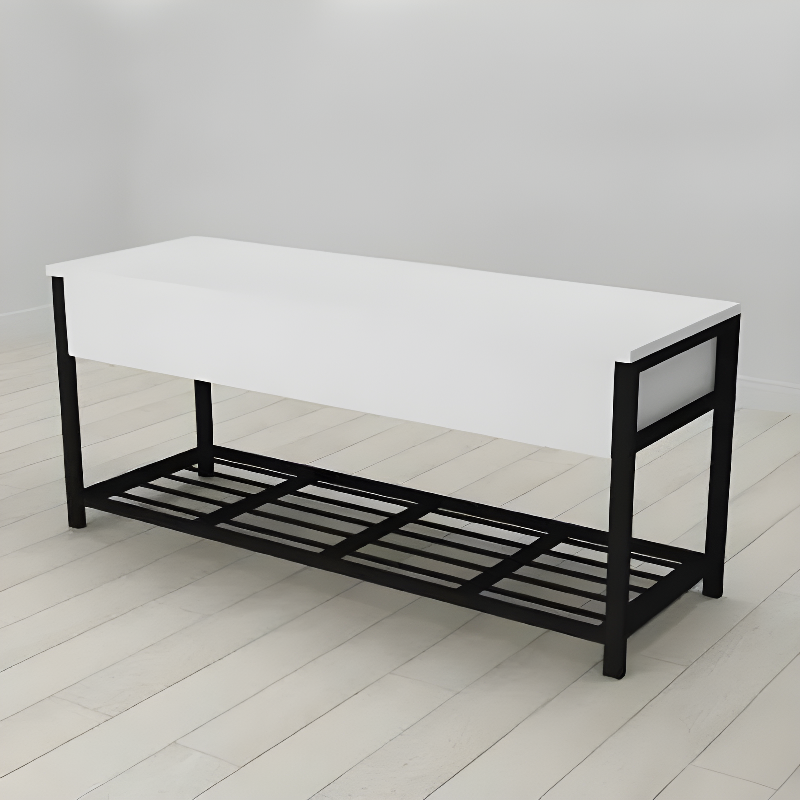 Банкетка с ящиком Ferrum-decor Дрейк 2 металл/ДСП 16 мм 550x1200x400 мм Черный/Белый (FRD-103066)