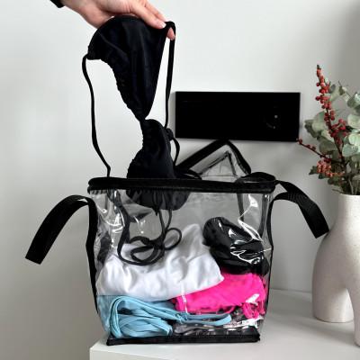 Сумка для речей з ручками прямокутна XS Чорний/Прозорий (Hbk-XS-bl) - фото 2 Сумка для речей з ручками прямокутна XS Чорний/Прозорий (Hbk-XS-bl) - фото 2