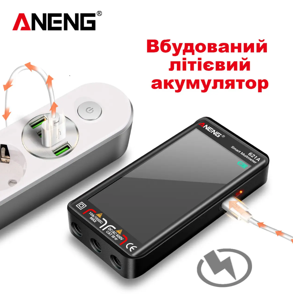 Мультиметр цифровой ANENG 621A AC/DC с сенсорным экраном и автоматическим диапазоном Black - фото 8