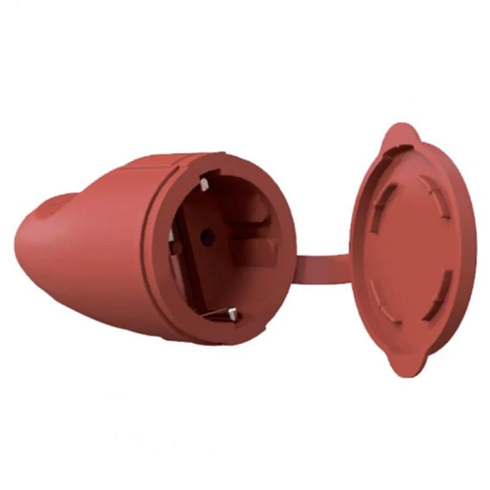 Гніздо каучукове пряме з кришкою і заземленням Neomax NX2204 Червоний