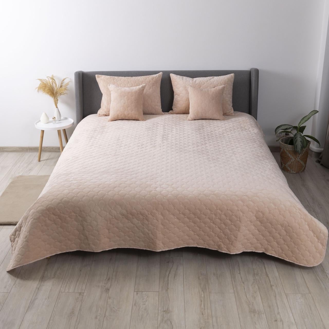 Покрывало ТЕП VELOUR ромб круглый 240х260 см Пудровый (4-00518 22423)