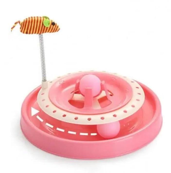 Іграшка для кота Cat Scratch Pen трек з м'ячами і пружинкою Рожевий (2104618638) - фото 13