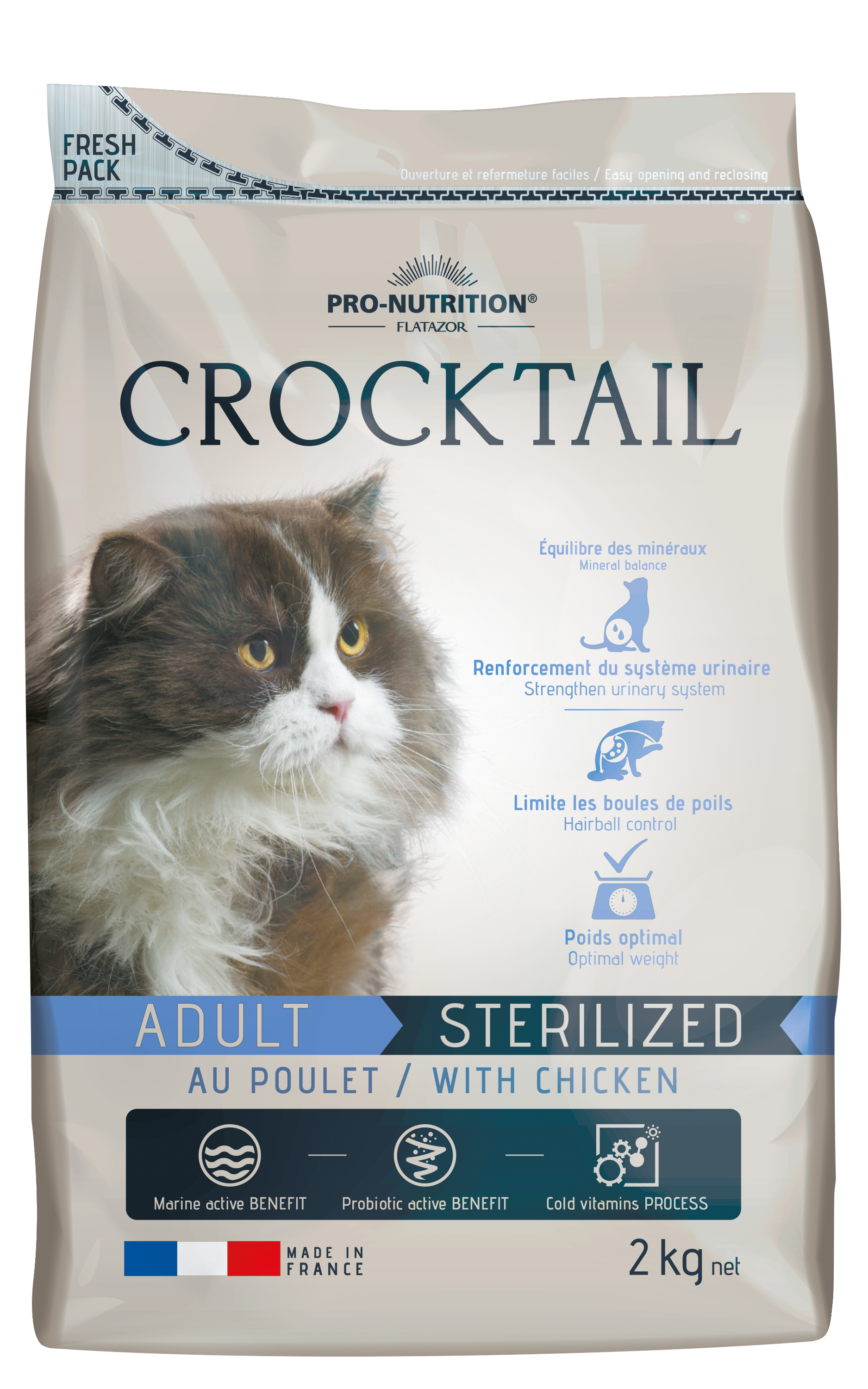 Сухий корм Pro-Nutrition Flatazor CROCKTAIL STERILIZED WITH CHICKEN для дорослих стерилізованих котів з куркою 2 кг