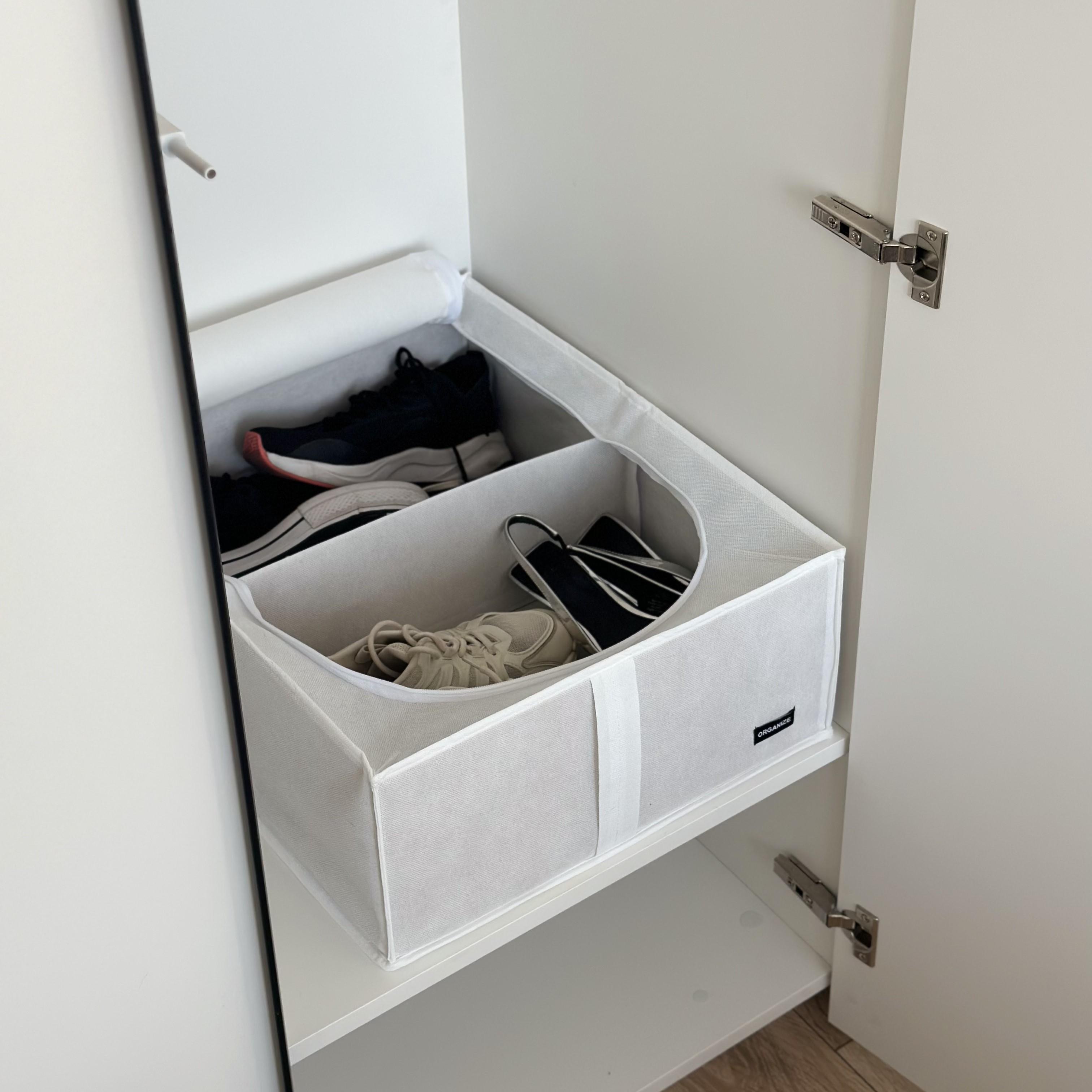 Органайзер для зберігання взуття до 46 розміру зі з'ємною перетинкою Білий (Khv-2-wh) - фото 2 Органайзер для зберігання взуття до 46 розміру зі з'ємною перетинкою Білий (Khv-2-wh) - фото 2