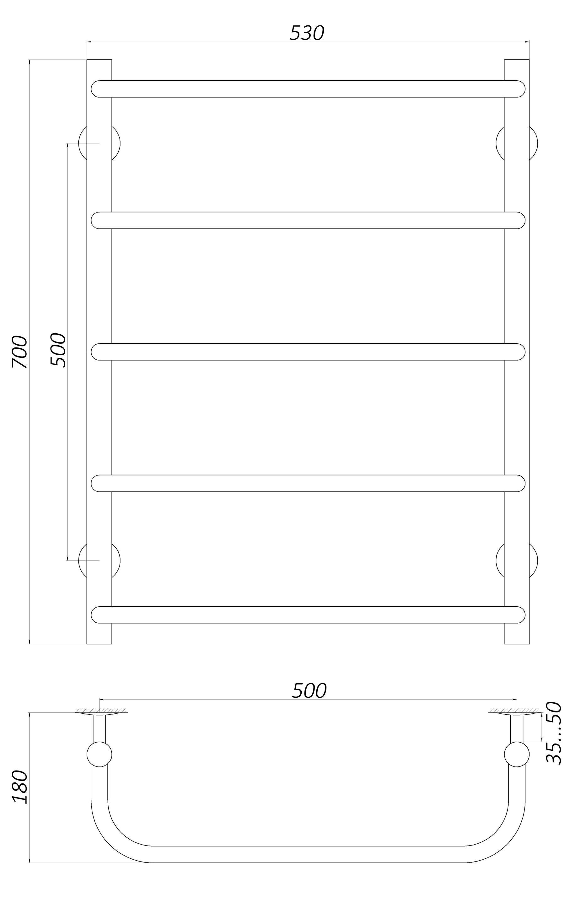 Полотенцесушитель электрический UNIO LS EL 700-500-5 Лесенка скоба - фото 4