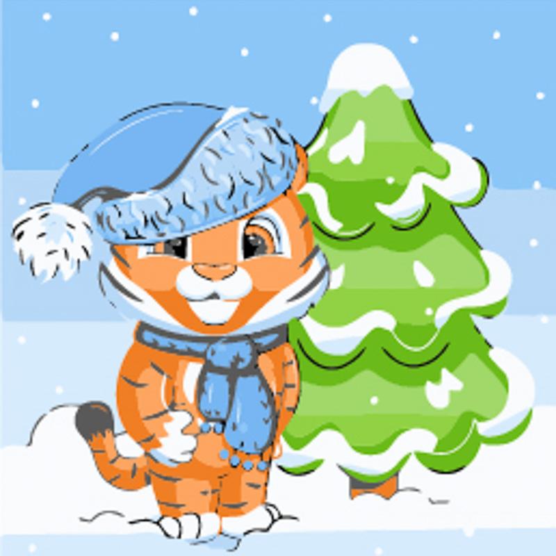 Картина по номерам Strateg Премиум Тигр с елкой 30х30 см (ES232)